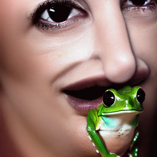 Prompt: Lady Frog woman photograph, sharp focus, realistic