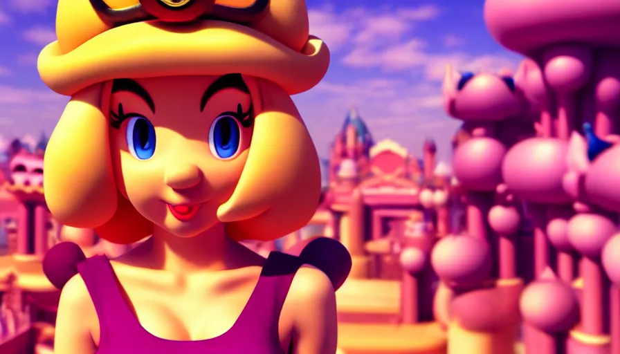 Prompt: princess peach from mario, symmetrical, cinematic, real photography, 4 k, ultra hd