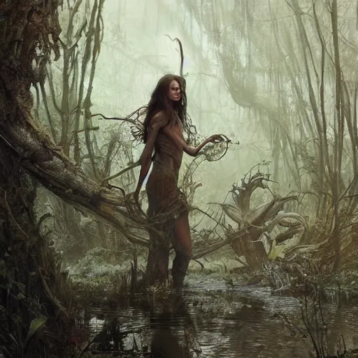 Image similar to rotten stem in the swamp at ddusk, ultra realistic, concept art, intricate details, eerie, highly detailed, photorealistic, octane render, 8 k, unreal engine. art by ed binkley and ellen jewett and artgerm and greg rutkowski and alphonse mucha