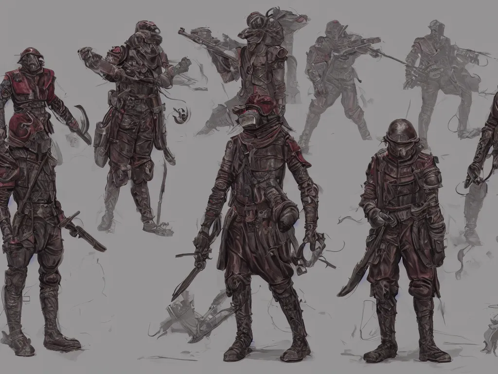 Prompt: A renaissance style soldiers unit in red hoods with dieselpunk-style exoskeletons, armed with edged weapons, battles otherworldly werewolf monsters between mystical misty swamps. Style as if Dan Mumford and Steven Belledin make game in Unreal Engine, photorealism, colorful, finalRender iridescent fantasy concept art 8k resolution concept art ink drawing volumetric lighting bioluminescence, plasma, neon, brimming with energy, electricity, power, Colorful Sci-Fi Steampunk Biological Living, cel-shaded, depth, particles, lots of reflective surfaces, subsurface scattering