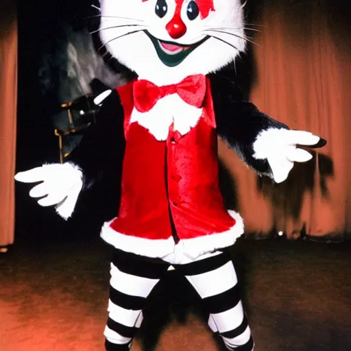 Prompt: alice cooper as cat in the hat