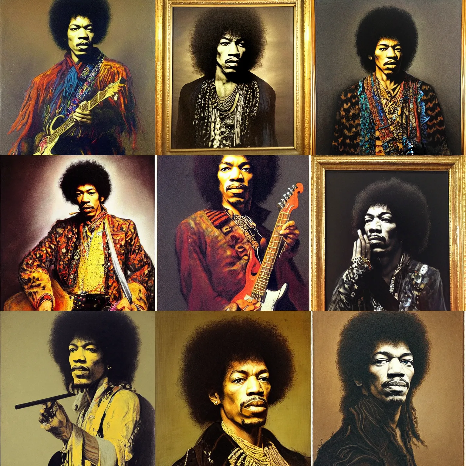Prompt: a portrait of jimi hendrix by rembrandt