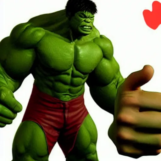 Image similar to hulk thumbs up