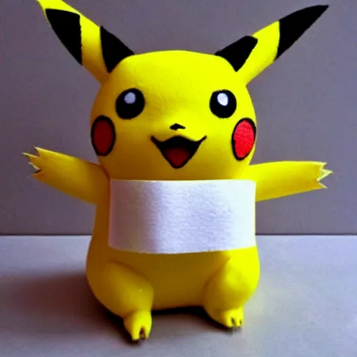 Image similar to Pikachu Sculpture made out of toilet paper