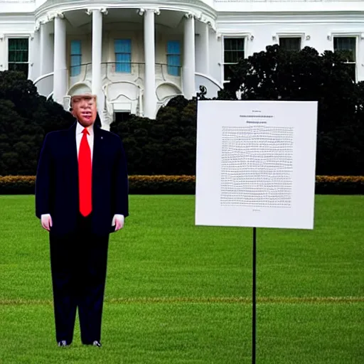 Image similar to extremely damp, wet, sweaty president donald trump, very fat, photograph on the white house lawn