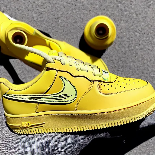 Prompt: banana shaped nike airforce one's