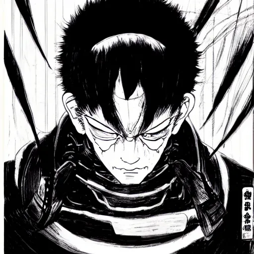 Image similar to Shinzo Abe looking sinister, by Tsutomu Nihei, highly detailed