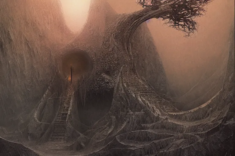 Prompt: Rivendell Himeji Eden hallucination, amazing concept painting, by Jessica Rossier by HR giger by Beksinski,