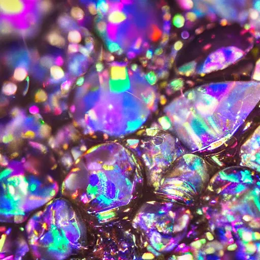 Image similar to studio photograph of raw uncut gems refracting light, macro photography, f 4