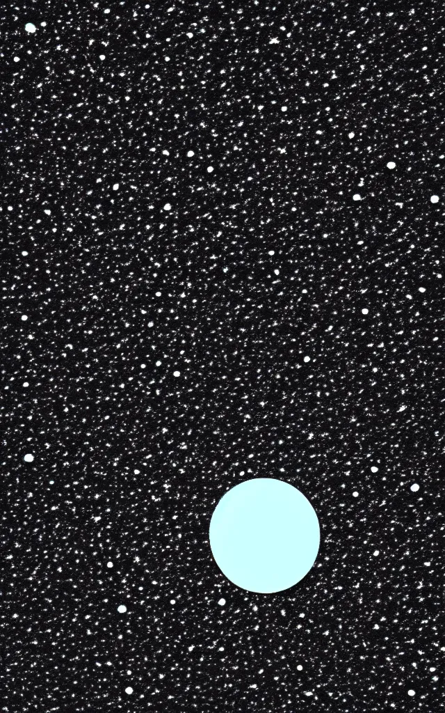 Image similar to a singular small pale blue dot, among the vast black empty universe. minimalist, retro, stencil