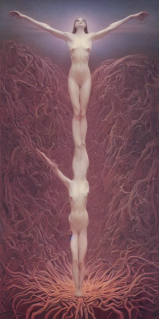 Prompt: an amazing masterpiece of art by gerald brom, Zdzisław Beksiński, ecstasy