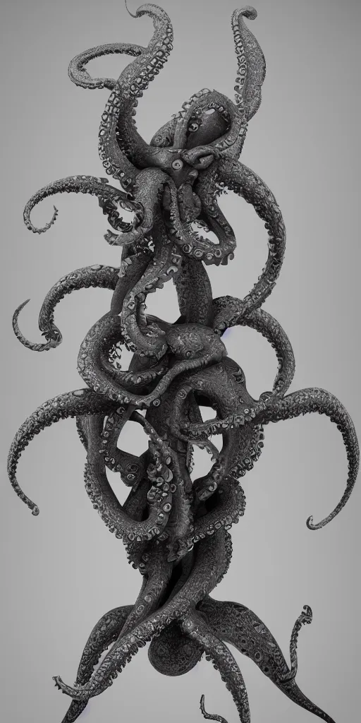 Image similar to the fractalogist, octopus transhuman, zbrush sculpture, octane render, high detail, post processing, 4 k