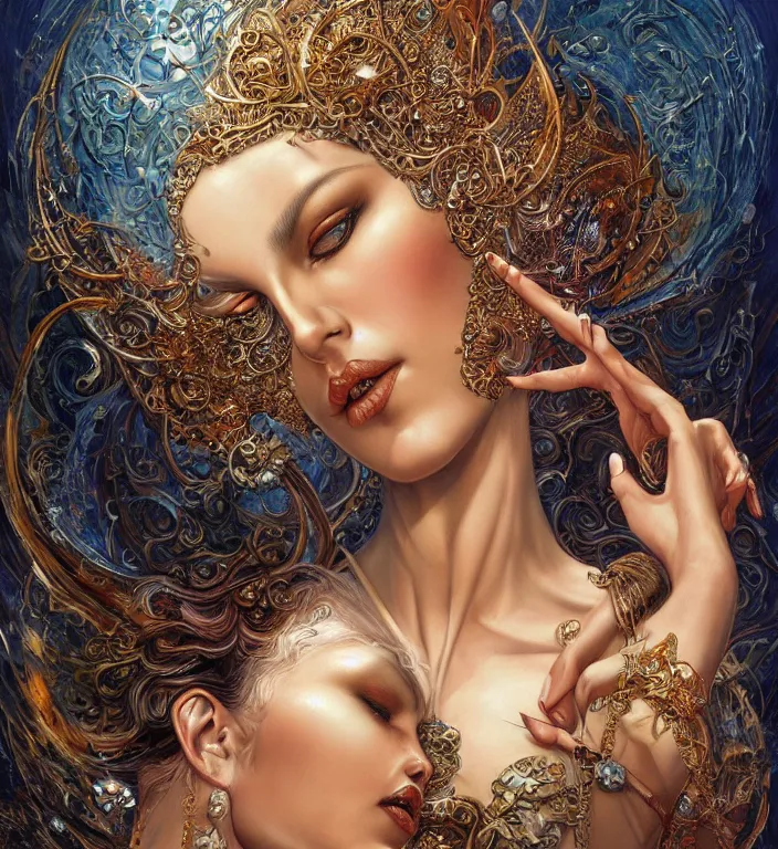 Image similar to a goddess, smooth, coherent, high detailed, by Karol Bak, unreal engine