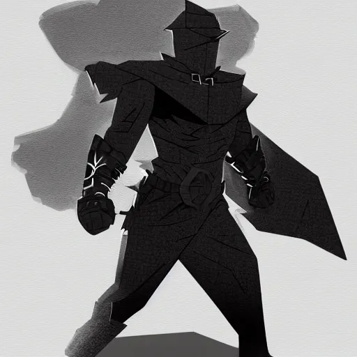 Prompt: a highly detailed digital art of a man wearing a epic homemade shadow hero costume