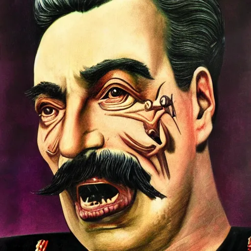 Prompt: bodyhorror portrait of josef stalin degraded abomination, photo - realistic, color image, 2 k, highly detailed, by h. r. giger