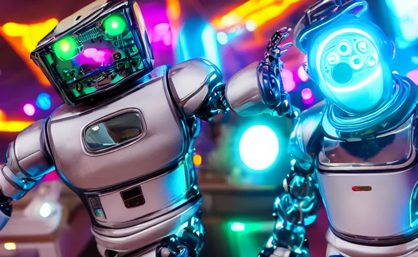 Prompt: robodad dad's cybercore disco rave, highly detailed, extremely high quality, hd, 4 k, 8 k, professional photographer, 4 0 mp, lifelike, top - rated, award winning, cinematic, realistic, detailed lighting, detailed shadows, sharp, no blur, edited, corrected, trending