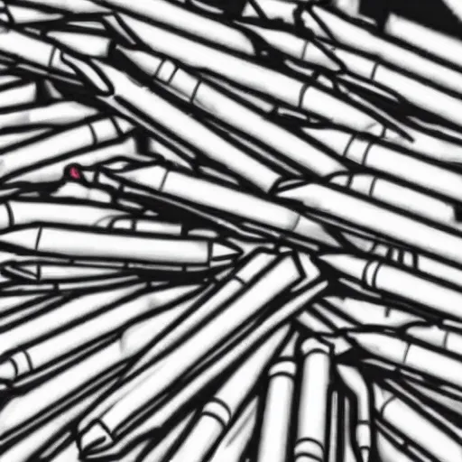 Image similar to a huge pile of pens have fallen, realistic shaded