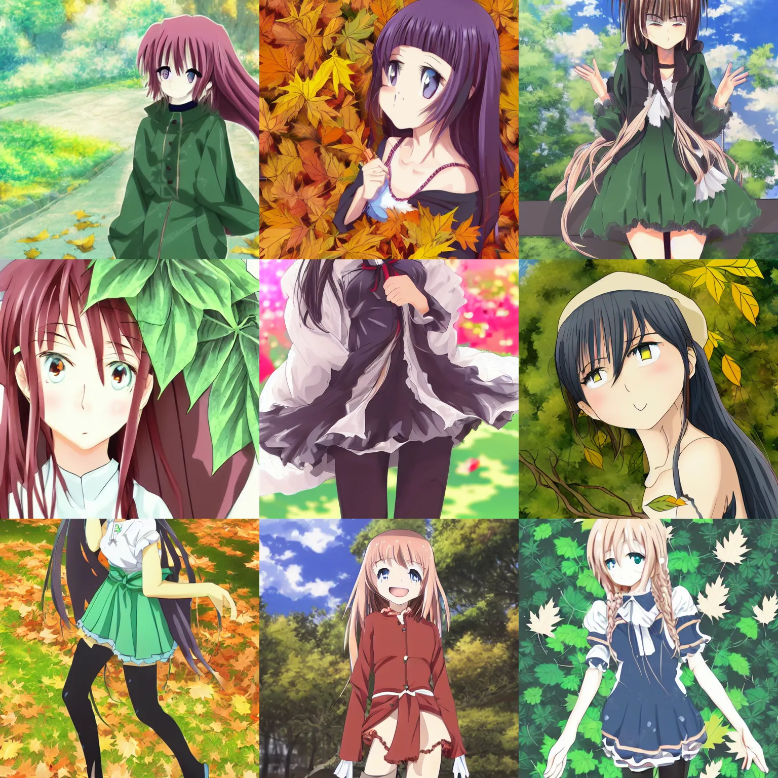 Prompt: anime girl wearing leaves