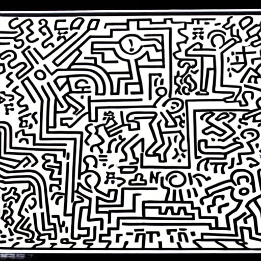 Image similar to final fantasy vii concept art by keith haring