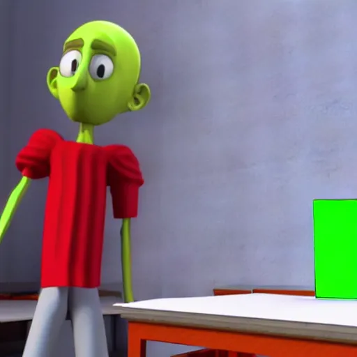 Image similar to “ a render of baldi in a school teaching students math ”