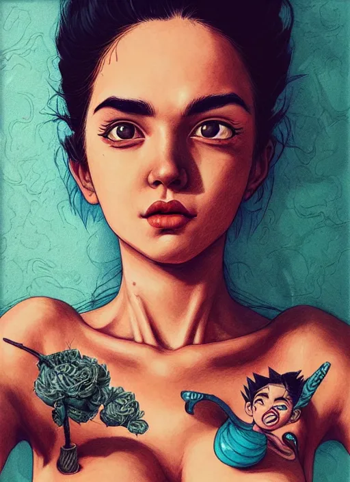 Image similar to highly # detailed portrait of bulma, photographic realistic background, by jose torres, by royal jafarov, by dustin hobert, by joe fenton, by kaethe butcher, trending on instagram, award winning details