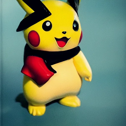 Prompt: close up of pikachu wearing latex, cinematographic shot, by daniel f. gerhartz