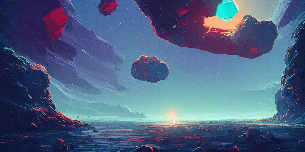 Image similar to asteroids by alena aenami, petros afshar, anato finnstark