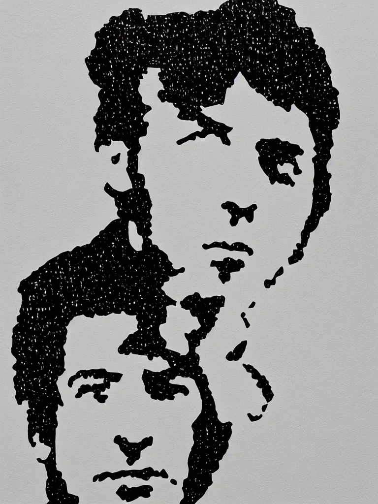 Prompt: wire art portrait of young leonard cohen.