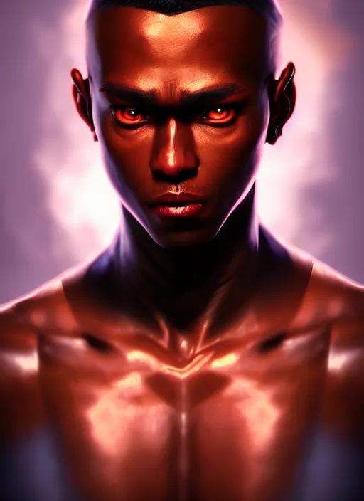 Image similar to An epic fantasy comic book style portrait painting of a skinny dark skinned thief who's good at martial arts, unreal 5, DAZ, hyperrealistic, octane render, cosplay, RPG portrait, dynamic lighting