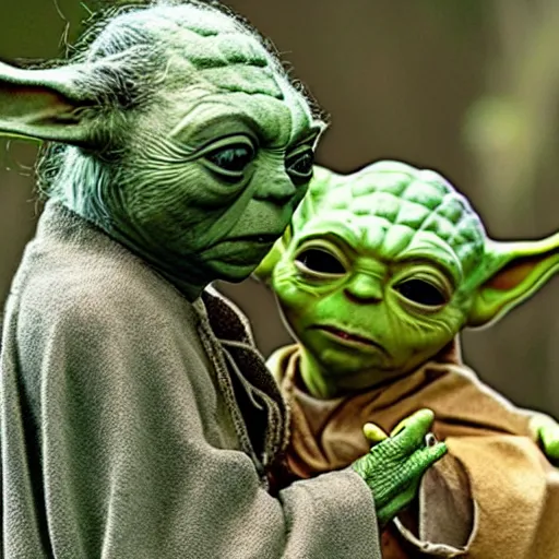 Image similar to members of Yoda's species interacting with eachother on their home planet and conducting rituals together, award winning nature photo