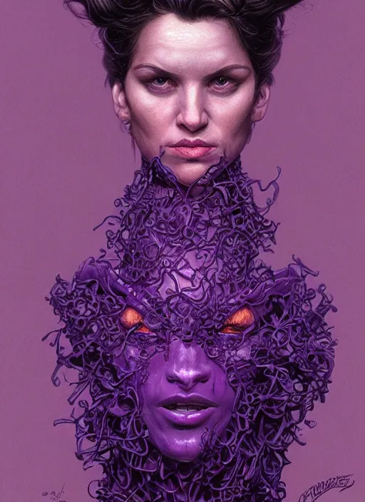 Image similar to portrait of purple Grimace in Society (1989), intricate, highly detailed, centered, digital painting, artstation, concept art, smooth, sharp focus, illustration, artgerm, donato giancola, Joseph Christian Leyendecker, WLOP, Artgerm