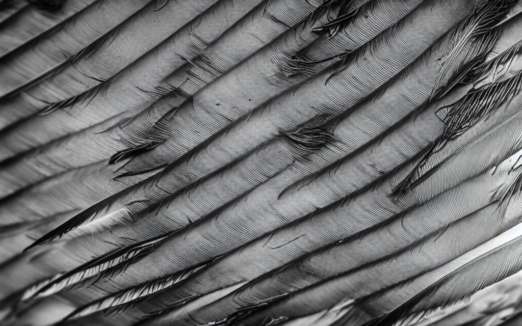 Image similar to close up of feathers, high contrast cinematic lighting, ambient occlusion render, duotone, detailed