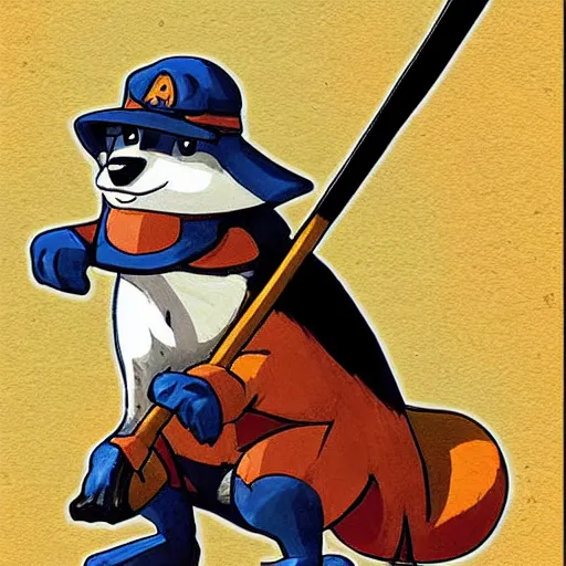 Prompt: a card with a picture of a fox holding a baseball bat, a comic book panel by ken sugimori, official art, poster art, dungeons and dragons, detailed, realistic, trending on artstation