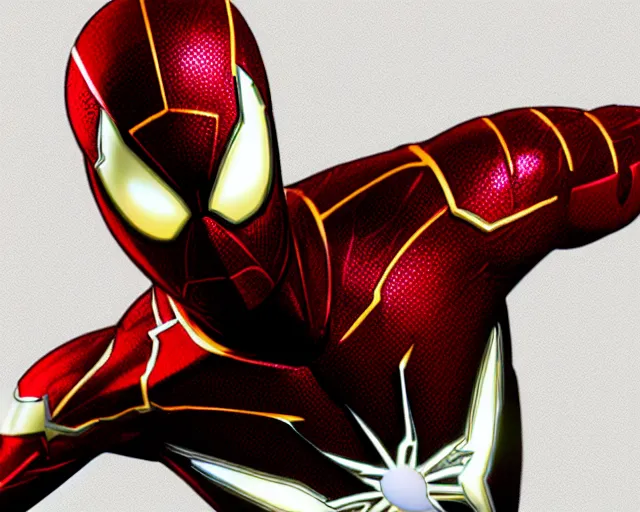 Image similar to photorealistic sketch of the mcu iron spider