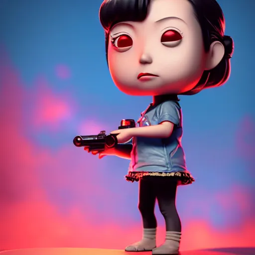 Image similar to minion funko pop, by tom bagshaw and ilya kuvshinov, rtx rendering, octane render 1 2 8 k, maya, extreme high intricate details by wlop, digital anime art by ross tran, medium shot, composition by sana takeda, dramatic lighting by greg rutkowski