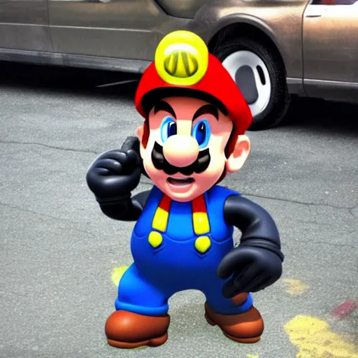 Prompt: Mario got stuck in a pipe