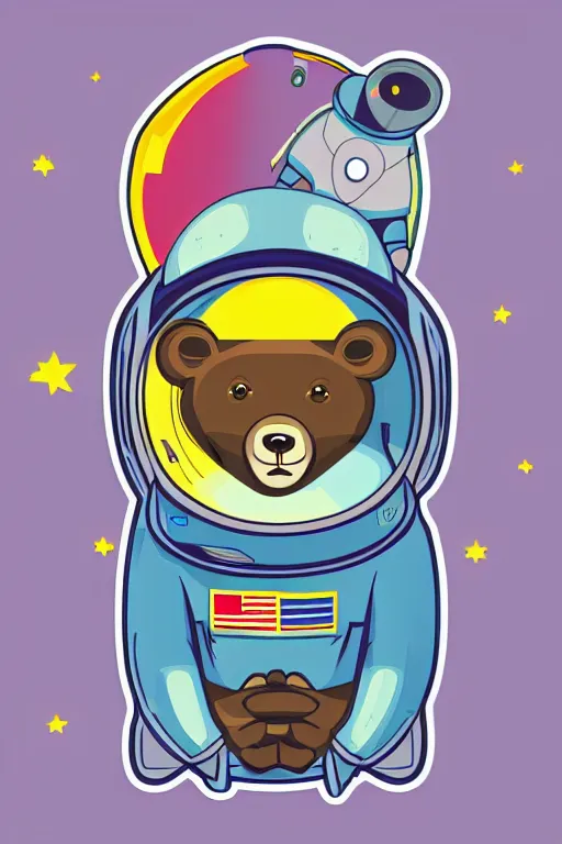 Image similar to A portrait of a bear as an astronaut on the moon, sticker, colorful, illustration, highly detailed, smooth and clean vector curves, no jagged lines, vector art, smooth