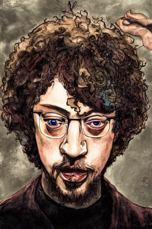 Prompt: portrait of Sam Hyde in the style of Ayami Kojima, close-up, sigma male, rule of thirds, award winning