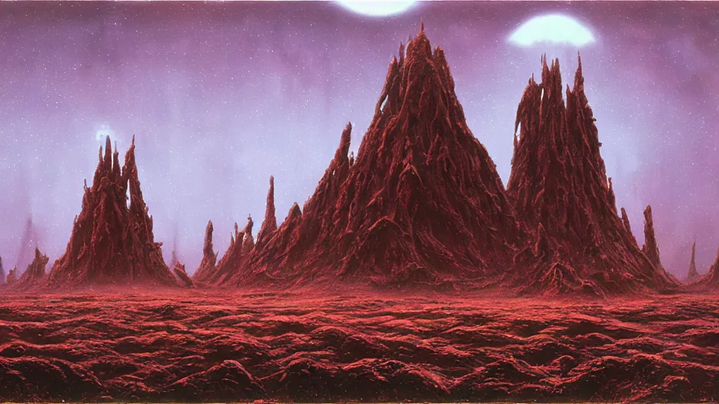 Image similar to mysterious sculpture of an alien civilization by paul lehr and john schoenherr, cinematic matte painting