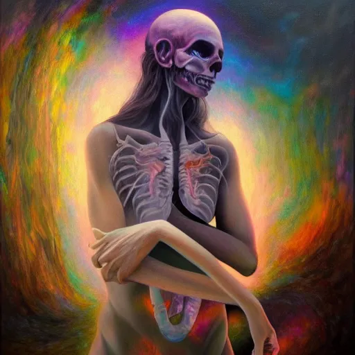 Image similar to brining healing to the underworld astral realm death journey in oil painting, trending on artstation, award winning, emotional, highly detailed dark surrealist art