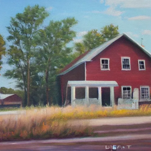 Image similar to beautiful oil painting of bishop hill colony illinois by olaf krans