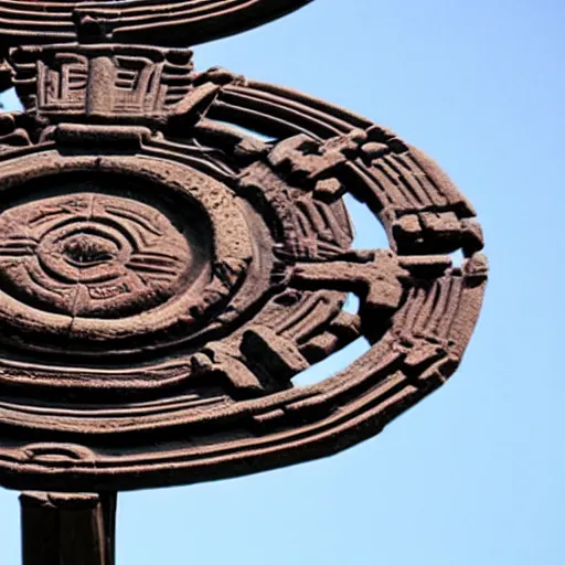 Prompt: stop sign, aztec megastructure