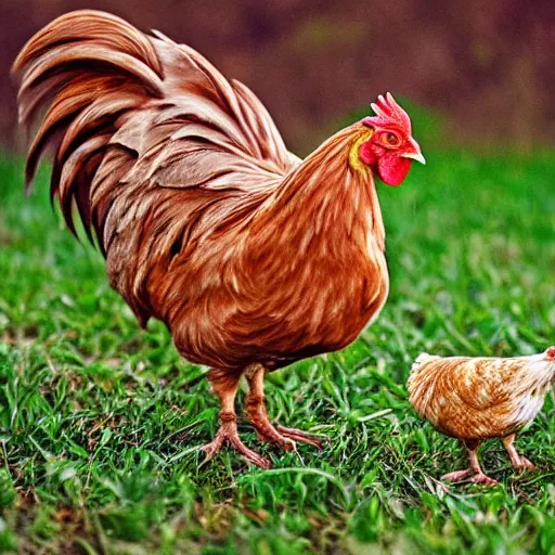 Prompt: hybrid of a cat and a chicken, wild species photography, natural colors, award-winning