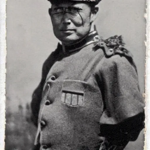 Prompt: an old photo of a tiger general