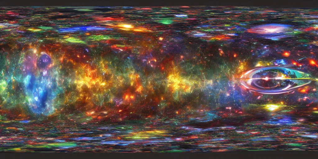 Image similar to the spectacular multiverse, equirectangular projection 360 panoramic, artstation, digital painting, 8k