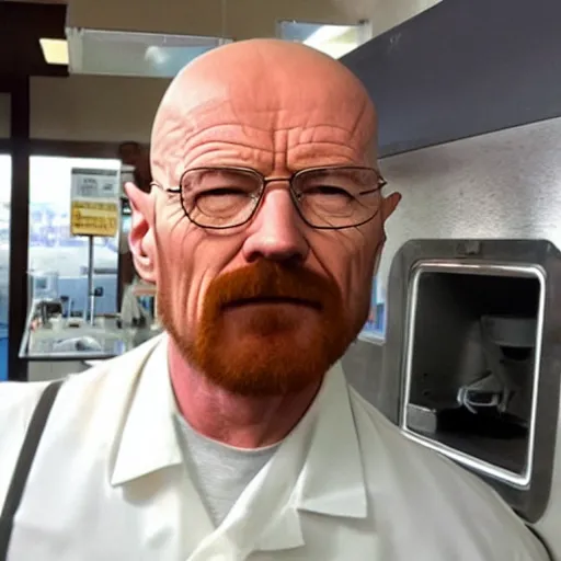 Prompt: Walter white working at a McDonalds