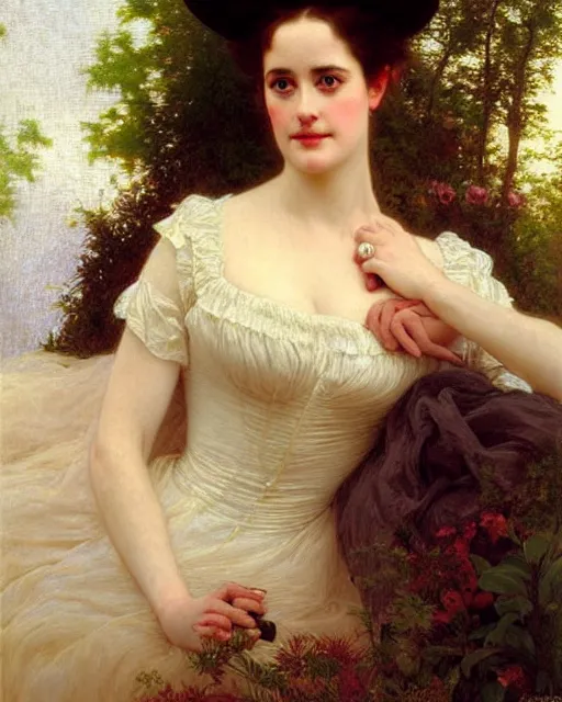 Image similar to portrait en buste of eva green vesper lynd vannessa ives by Hughes Merle, by Pierre Auguste Cot, mucha perfectly detailed eyes, realistic fabric, abundant detail