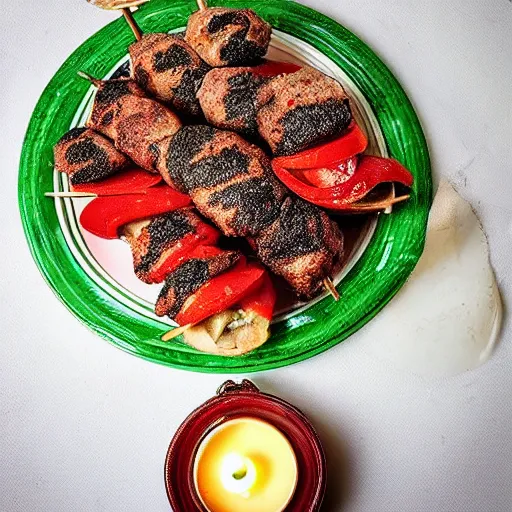 Image similar to kebab cake with candles, hd, food photography from instagram