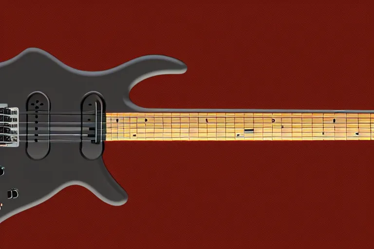 Prompt: a realistic design render of a modern minimalist electric guitar