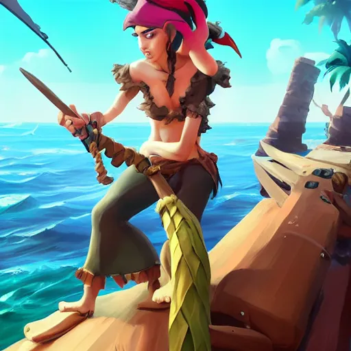 Image similar to jack the pirate mermaid on sea of thieves game avatar hero, behance hd by jesper ejsing, by rhads, makoto shinkai and lois van baarle, ilya kuvshinov, rossdraws global illumination